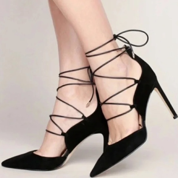 ☀️SALE☀️ SAM EDELMAN Helane Lace Up Suede Pumps. - Picture 6 of 8